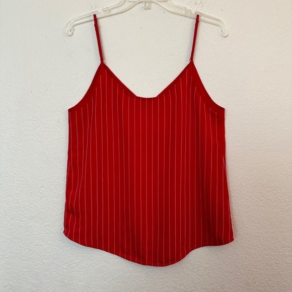 Babaton Aritzia Women's S Red Pinstriped V-Neck Sleeveless Tank Top Blouse Y2K - Picture 12 of 13